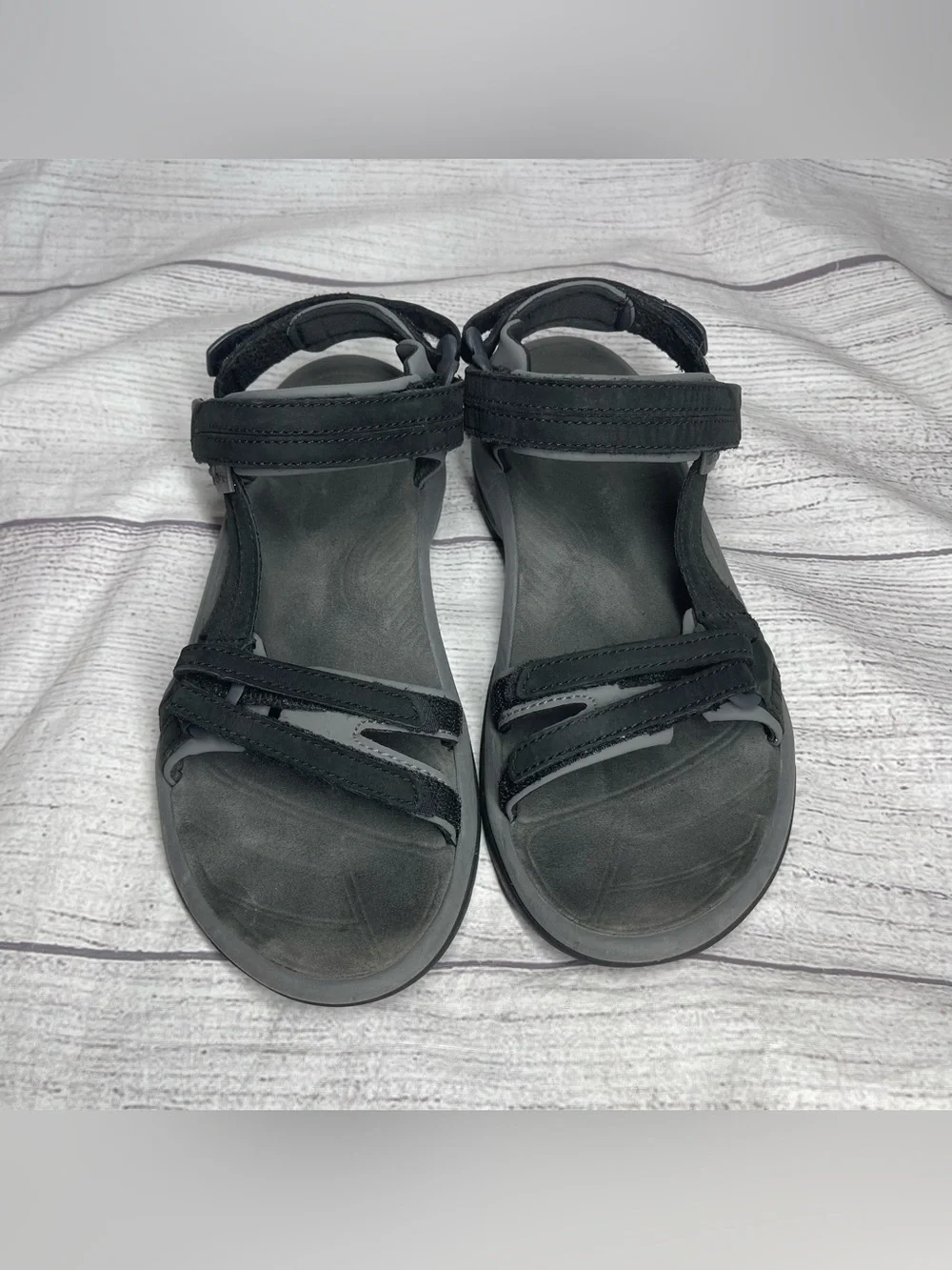 TEVA Terra Fi Lite Women's 8 Black Leather Sandals